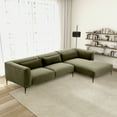 thumbnail image 4 of Saviola Green Velvet Japandi Style Modern Living Room Corner Sectional Sofa, 4 of 7