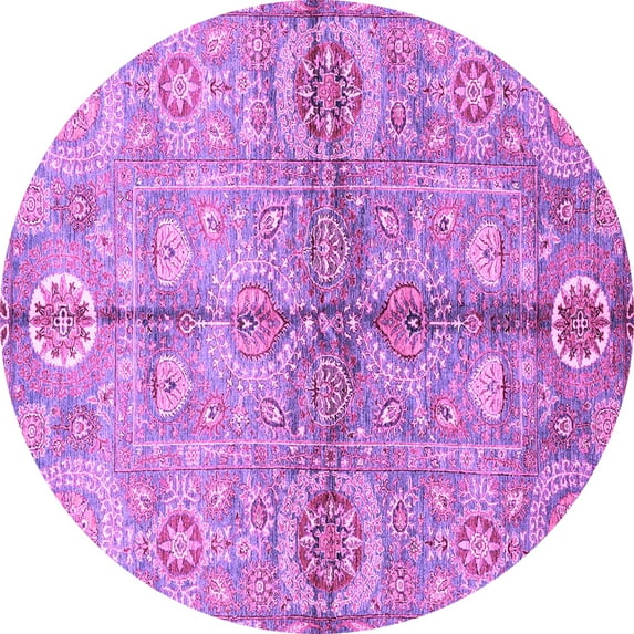 Ahgly Company Indoor Round Oriental Purple Traditional Area Rugs, 5' Round