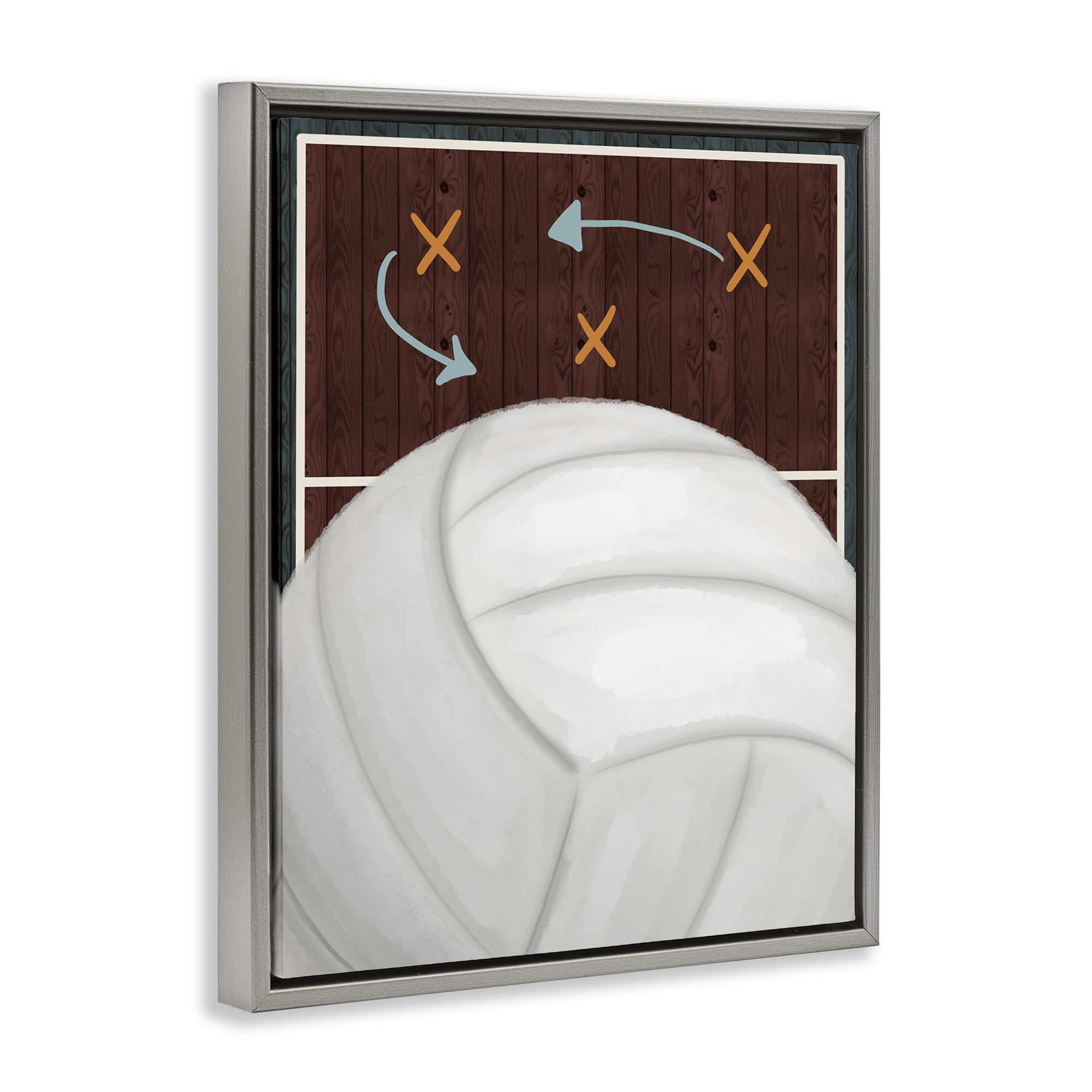 Stupell Industries Volleyball Court Tactics Gray Framed Floater Canvas Wall Art, design by Jennifer Stith