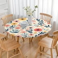 thumbnail image 3 of Pioneer Flower Floral Print Pattern Round Fitted Tablecloth with Elastic Edge,Dining Table Cover Waterproof,Outdoor Round Tablecloth for Camping,Dining,Indoor and Outdoor, 3 of 7