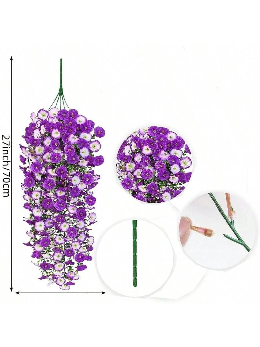 4pcs Artificial Morning Glory Hanging Artificial Petunia, Simulated Fake Flowers For Wedding Party Indoor And Outdoor Garden Wall Hanging Fake Flower Decoration
