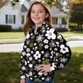 thumbnail image 3 of Uorisanigo Cute Flowers Girls Half Zip Pullover Sweatshirt Casual Long Sleeve Lapel Zipper Sweatshirt Oversized Athletic Tops for Sports and Daily Wear Fall Kids Pullover Jackets, 3 of 7
