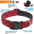 thumbnail image 3 of Ladoogo Reflective Dog Collar Padded with Soft Neoprene Breathable Adjustable Nylon Dog Collars for Small Medium Large Dogs (Small (Pack of 1), Red Plaid Collar+Leash), 3 of 6