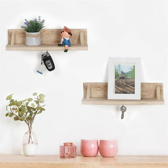 2 Peices Floating Shelf & Magnetic Key Hook Wall Mounted Holder Rack