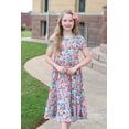 thumbnail image 3 of Millie Loves Lily Girls Turquoise and Pink Floral Hi- Low Midi Dress, Extended Size 10/12+, 3 of 4