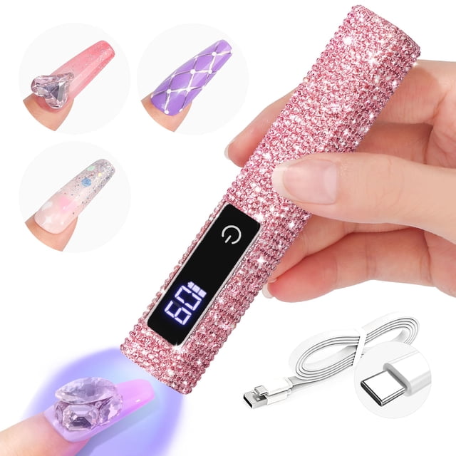 Lámpara de uñas UV SAVILAND con purpurina rosa, pantalla LCD de 12 W, temporizador de 20 a 60