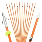 SHARROW Archery 32.8" Fiberglass Bowfishing Arrows with Broadheads and Safty Slides, 12 Pack
