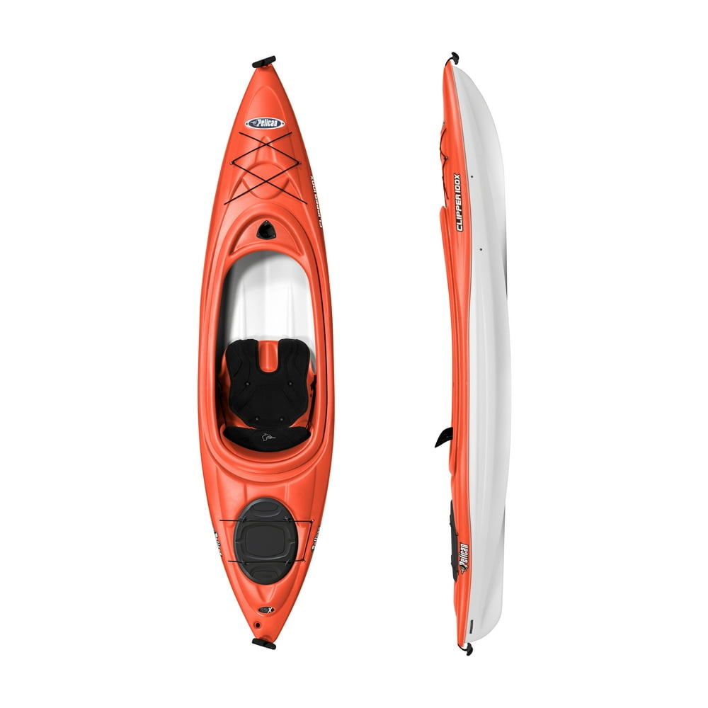 Pelican Clipper 100X 10ft SitIn Kayak, Tangerine & White