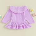 thumbnail image 4 of Robe à Capuchon pour Fille, Couleur Unie, à Volants, à Fermeture Éclair, Manches Longues, Robe de Plage, 4 of 8