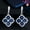 Blue, variant on Classic Royal Blue CZ Big Four Leaf Flower Drop Huggie Earrings for Women Prom