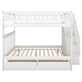 thumbnail image 6 of Full Over Full Bunk Beds, Bunk Bed with 2 Drawers & 3 Steps Storage Stair, Built-in 12" High Full-Length Guardrail, Bunk Bed Full Over Full in Wooden, Full Size Bunk Bed for Boy, Girls & Adults, White, 6 of 9
