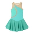 thumbnail image 3 of YEAHDOR Girls Juniors Ballet Leotard Sleeveless Shiny Rhinestones Gymnastics Skating Dress Green 16, 3 of 7