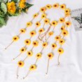 thumbnail image 4 of Diadema Hippie de flores, corona Floral, accesorios para el cabello de girasol de verano para disfraces bohemios de los años 70 (blanco + amarillo), 2 uds., 4 of 5