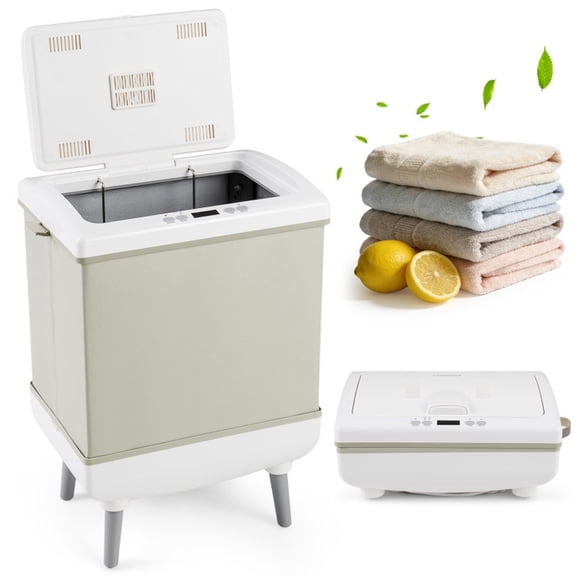 RUIE 35L Large Towel Warmer for Bathroom, Hot Towel Warmer Bucket with Heating and Drying Modes Fits 3 Bath Towels, Foldable Towel Heater with Timer and Aromatherapy, ETL Certified, Beige