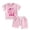 Pink, variant on ZHOGXU Baby Girls Summer Outfit With Letter Graphic Tee And Matching Shorts 2PCS Sportswear Set For Kids,Pink,12-18 Months