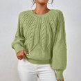 thumbnail image 2 of vigerkar Womens Sweaters Crewneck Long Sleeve Cable Knit Chunky Sweater Tops Fashion Fall Outifits (GN1, S), 2 of 4