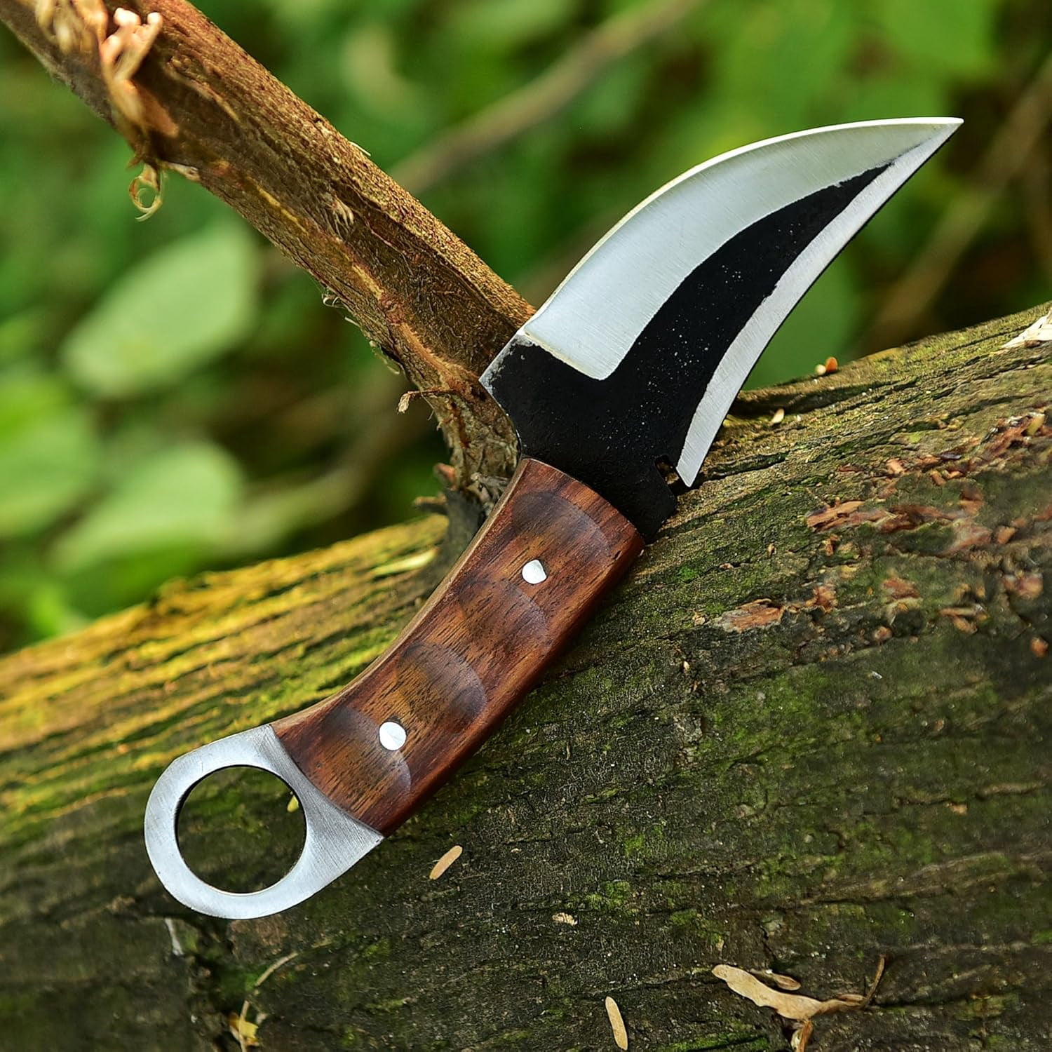 Fixed Blade Hunting Forged Tracker Knife - 8 Inches Carbon Steel Razor Sharp Full Tang Bushcraft Knives with Premium Leather Belt Sheath. Used For Outdoor Camping, Hiking, Skining Knife.
