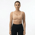thumbnail image 3 of Women's Wire‑Free Cross Back Sports Bra, Front Closure Lift & Support Anti‑Sag Seamless Bralette, M‑XXL, 3 of 8
