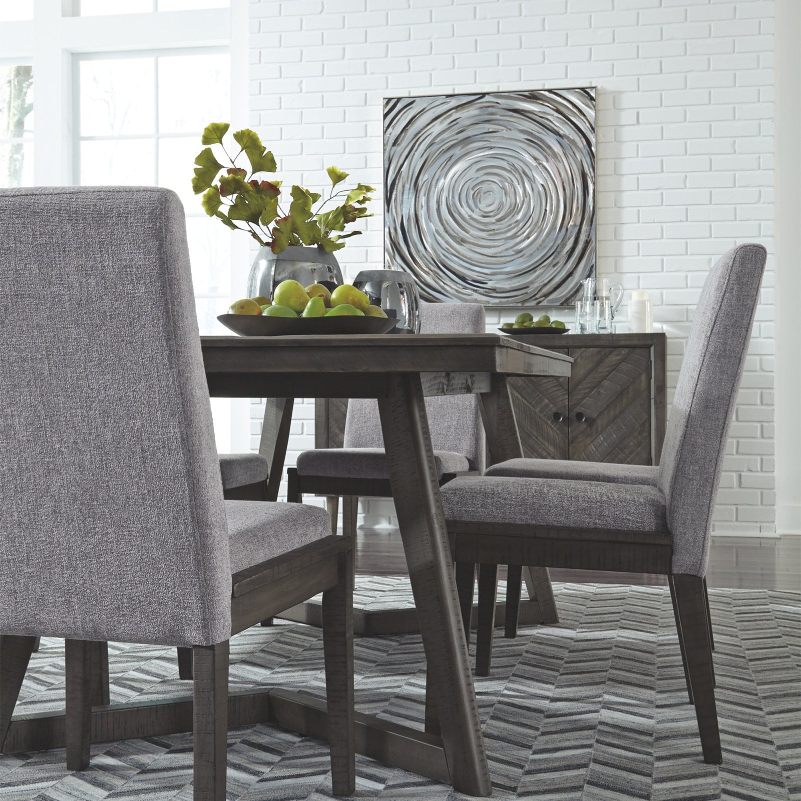 Ashley Furniture Besteneer 76" Dining Table in Dark Gray