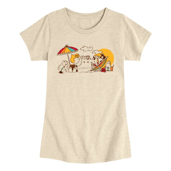 Peanuts - Girls Beach Day Fitted Short Sleeve Graphic T-Shirt