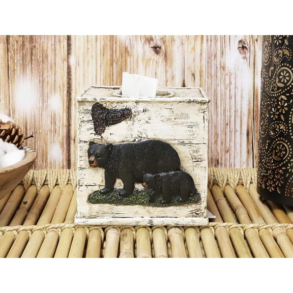 Ebros Rustic Western Black Bear in Pine Trees Forest Bathroom Tissue Box Cover