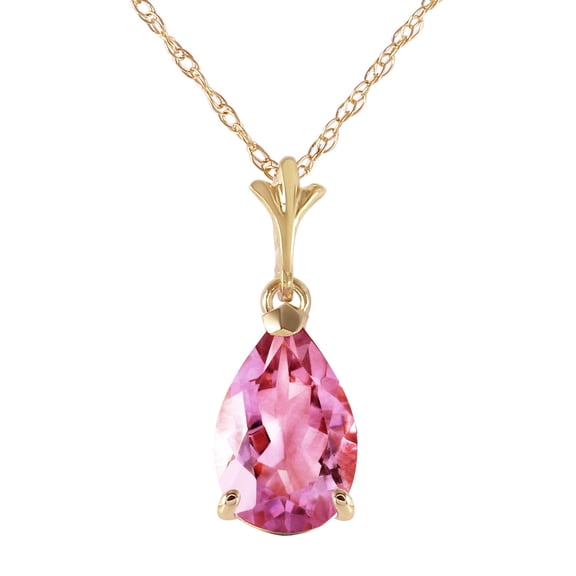 Galaxy Gold GG 14K Yellow Gold 1.5 Carat Pink Topaz Pendant Necklace - Hope & Creativity - 16" to 24" - Fine Jewelry for Women