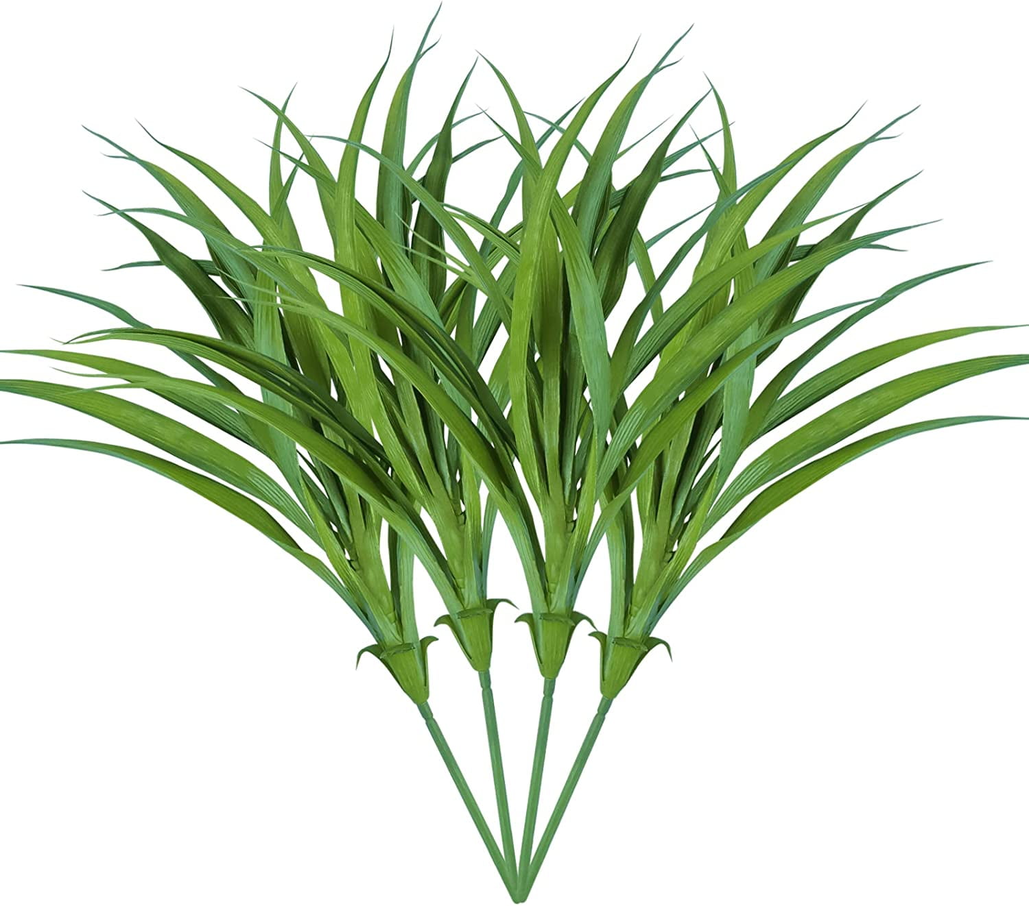 Sinhoon 4Pcs 16’’ Artificial Grass Plants Fake Grass Outdoor Plants Plastic UV Resistant