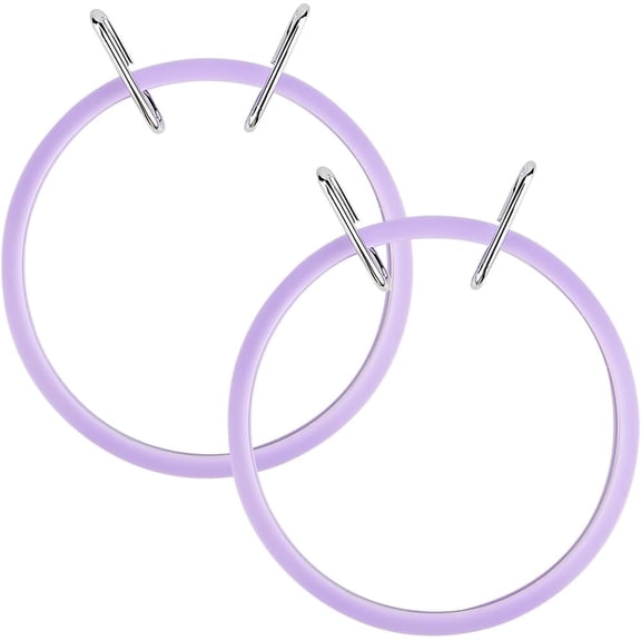 2Pcs Plastic Embroidery Hoops Spring Tension Shed Embroidery Hoop Stitch Hoops Circle Round Ring Frame for Handy Sewing Embroidery Stitch Beginners 6.1 x 5.1 x 0.7inch