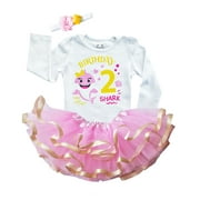 2nd Birthday Outfit Baby Girl Tutu Dress Set (Baby Shark Long Sleeve, 2T → Long Sleeves)