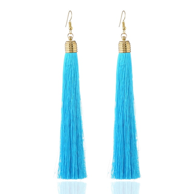 Sonducket Borla Pendientes Candelabro Bohemio Cuerda larga Joyería exagerada Oreja Cuelga Flecos Día de San Valentín Niñas Par de aretes Ropa, zapatos y accesorios Miscelánea Cielo azul Sonducket AP010294-11