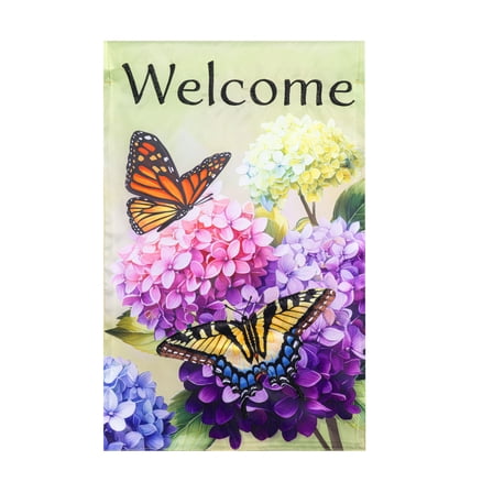 Meadow Creek 11.5" x 18" Spring Welcome Hydrangea Outdoor Yard Flag