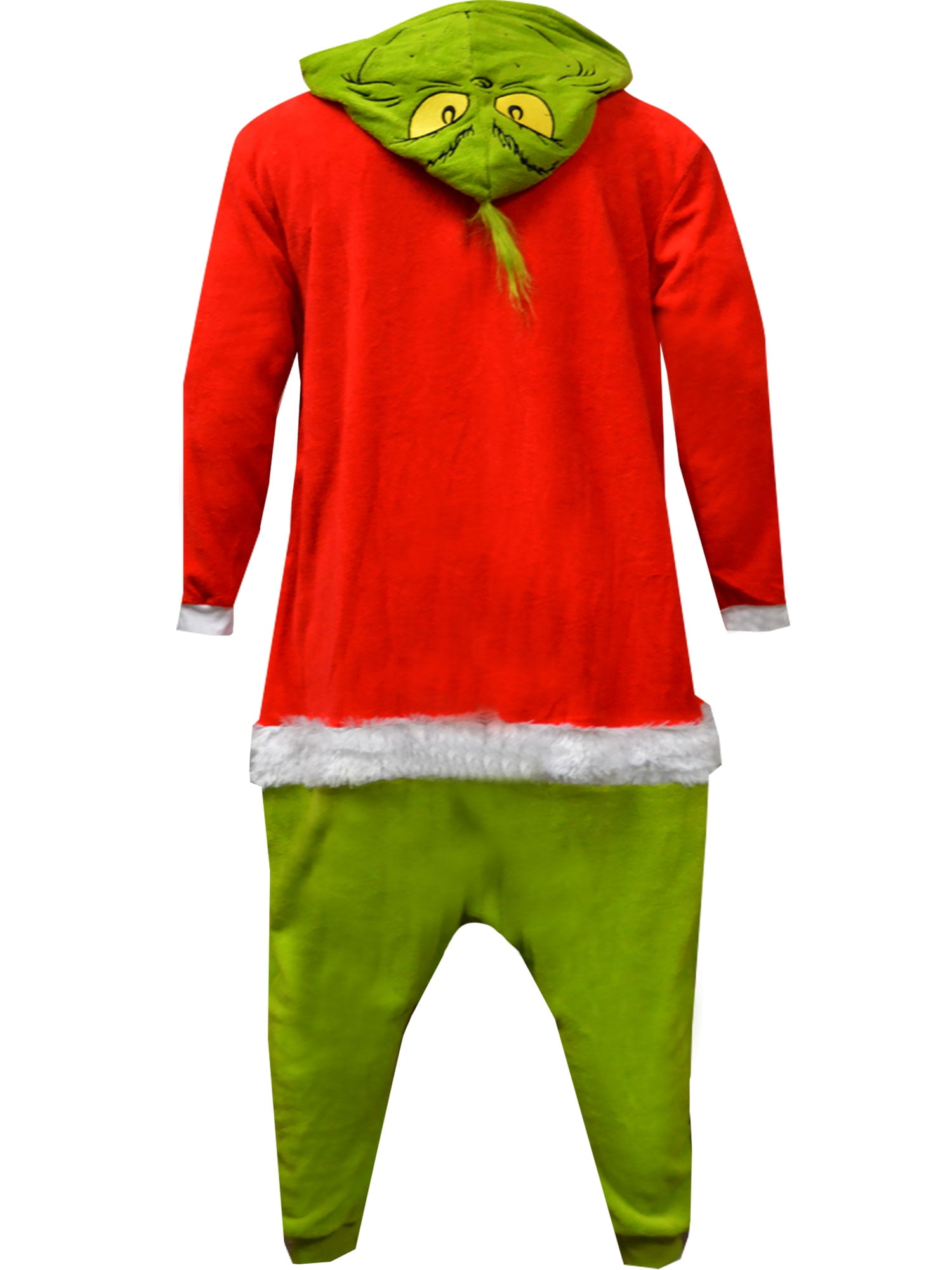 MJC Mens Dr Seuss Santa Claus Grinch Kigarumi Plush One Piece Pajama (Large)