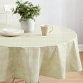 thumbnail image 6 of Beige Moire Wavy Solid 60 x 84 inch Oval Vinyl Dining Tablecloth with Flannel Backing, 6 of 6