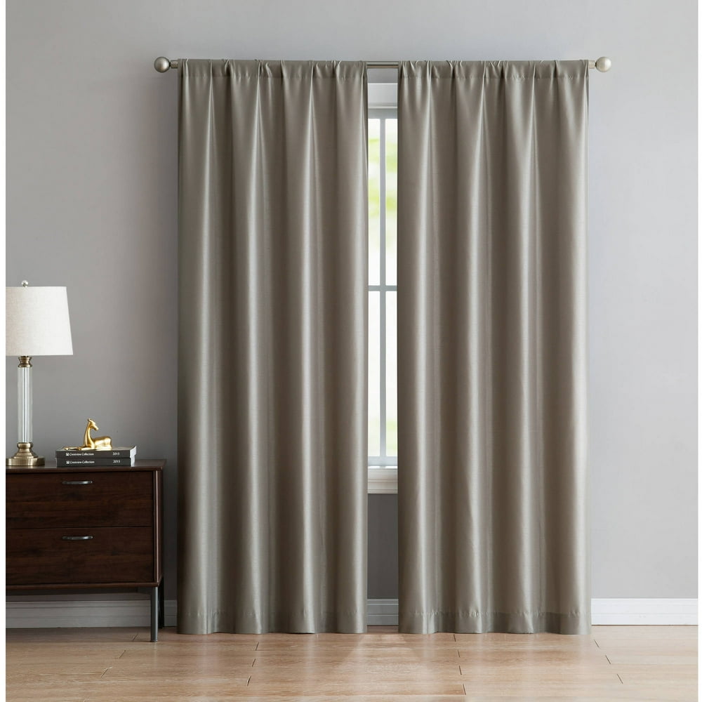Mainstays Faux Silk Rod Pocket Top Window Curtains, Set of 2