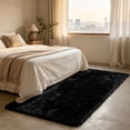 thumbnail image 3 of Shag Runner Rug for Bedroom Living Room 3x7 Upgrade Non-Slip Fluffy Soft Bedside Rugs,Black Shaggy Carpet for Kids Girls Boys Dorm Nursery Home Decor Aesthetic, 3 of 16