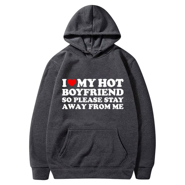 DPTALR Valentine's Day Couple Print Hooded Fleece Pocket Sweater Coat