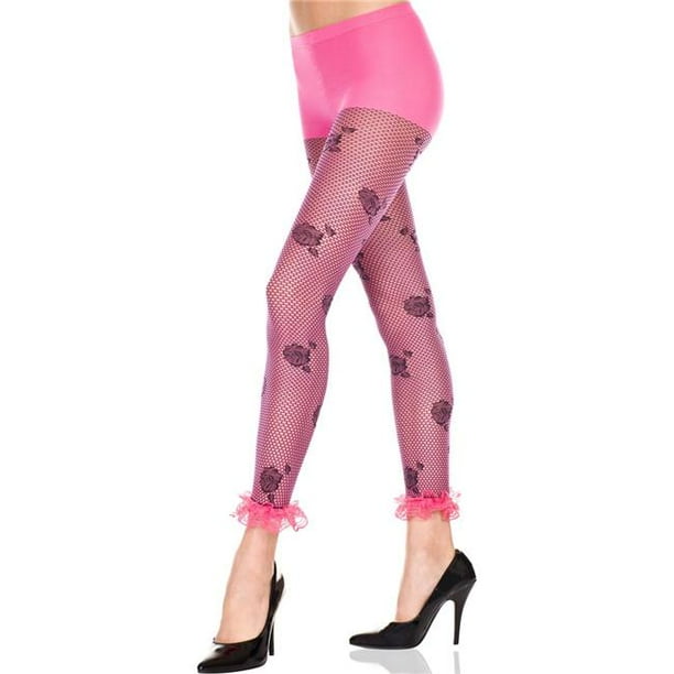 Floral Print Leggings with Lace Anklet, Pink