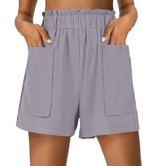Sweat Shorts for Women Trendy High Waisted Pull On Shorts with Pocket Elastic Waist Casual Summer Cotton Linen Shorts