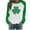 Green, variant on Ichuanyi Womens Tops, Summer Fashion Women's Spring Patchwork St. Patrick's Day Printed Long Sleeves Round Neck Casual Tee Tops