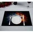 thumbnail image 1 of EREHome Soccer Ball In Fire And Water Placemat Table Mat Cup Mat 12x18 inch,Set of 2, 1 of 2