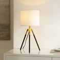 thumbnail image 2 of SAFAVIEH Jupiter 22 in. Modern Black Iron Table Lamp with White 100% Cotton Shade, 2 of 6
