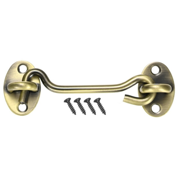 Uxcell 1-Pack Pestillo de Gancho y Ojo para Puerta de 4 Pulgadas de Acero Inoxidable 201 para Puerta/Ventana/Gabinete Cian
