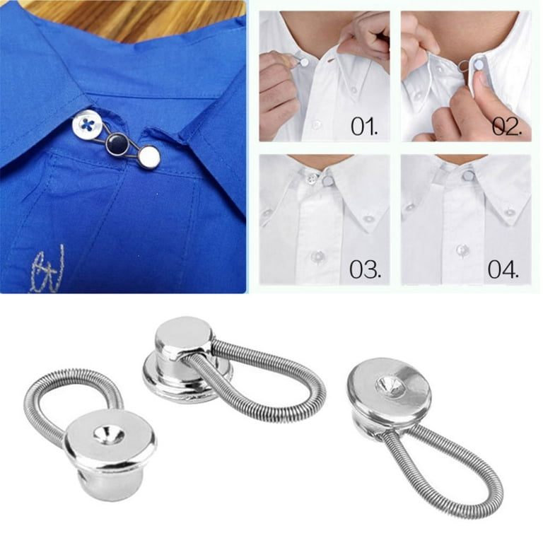 12 Pcs Comfy Collar Extenders Adjustable Expanding Length Pants Button  Extenders Elastic Extender Buckle for Men Women 