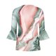 thumbnail image 5 of Blusa de verano para mujer con estampado de pliegues sexy y mangas 3/4 con cuello en V y botones OAVQHLG3B Store  lin121212, 5 of 5
