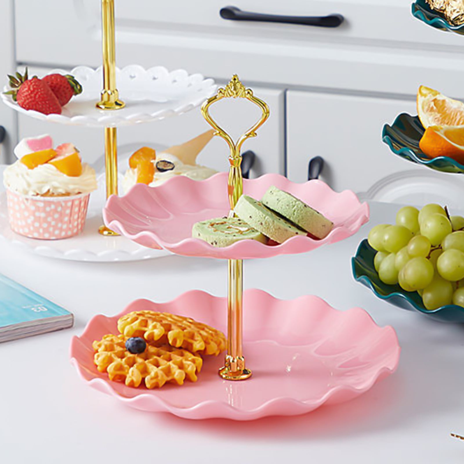 kkbbma Clearance under 5$ 3-Tier Dessert Cake Stand, Tiered Serving Cake Stand Small Cupcake Stand Cookie Tray Rack Candy Buffet Set Up Fruit Plate for Tea Party, Wedding and Birthday