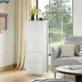 thumbnail image 4 of Eunos White Tall Dresser for bedroom, 5 Vertical Fabric Drawers Nightstand, Living Room Hallway, 4 of 7