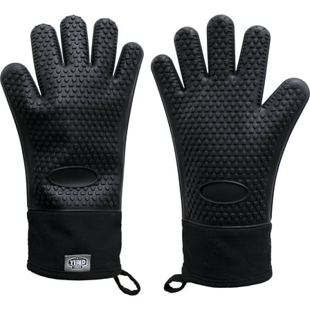 Expert Grill Insulated Silicone Gloves for Grill, BBQ, Gauntlet, Black Color, One Size