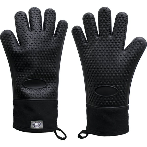Expert Grill Insulated Silicone Gloves for Grill, BBQ, Gauntlet, Black Color, One Size