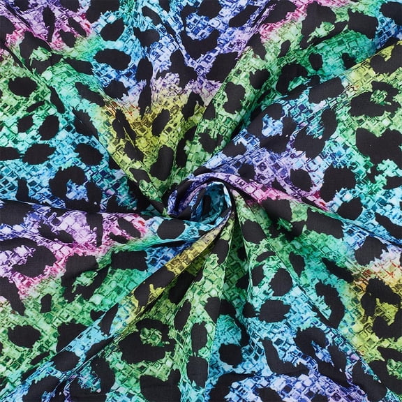 1.1Yard Rainbow Leopard Fabric by The Yard 59.1inch Wide Leopard Print Fabric Polycotton Colorful Leopard Upholstery Fabric for Sewing DIY Crafts Fabric DIY