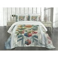thumbnail image 2 of Ambesonne Eucalyptus Leaves Quilted Bedspread Set 3 Pcs, Leaf Geometrics, King Size, Teal Multicolor, 2 of 4